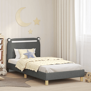 vidaXL Estrutura de Cama Infantil com Cabeceira Cinza Escuro tecido