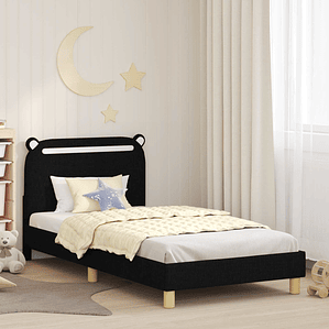 vidaXL Estrutura de Cama Infantil com Cabeceira Preto 90 x 190 cm
