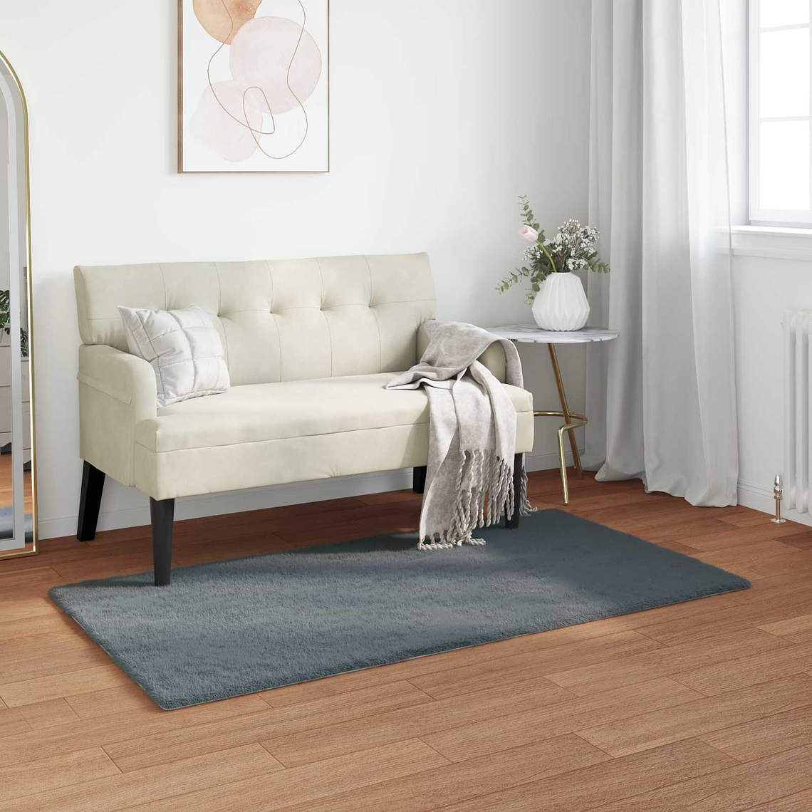 vidaXL Tapete de Pelo Sintético de Coelho Olite Antracite 60 x 110 cm 1