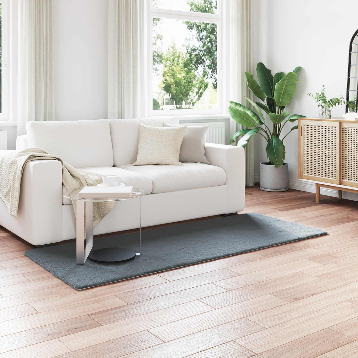 vidaXL Tapete de Pelo Sintético de Coelho Olite Antracite 80 x 200 cm 1