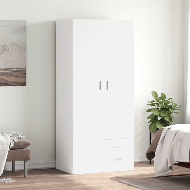  vidaXL Roupeiro 80x52x180 cm derivados de madeira branco 1