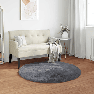 vidaXL Tapete Sintético de Pele de Ovelha Tafalla Antracite Ø 100 cm