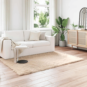 vidaXL Tapete Sintético de Pele de Ovelha Tafalla Bege 140 x 200 cm