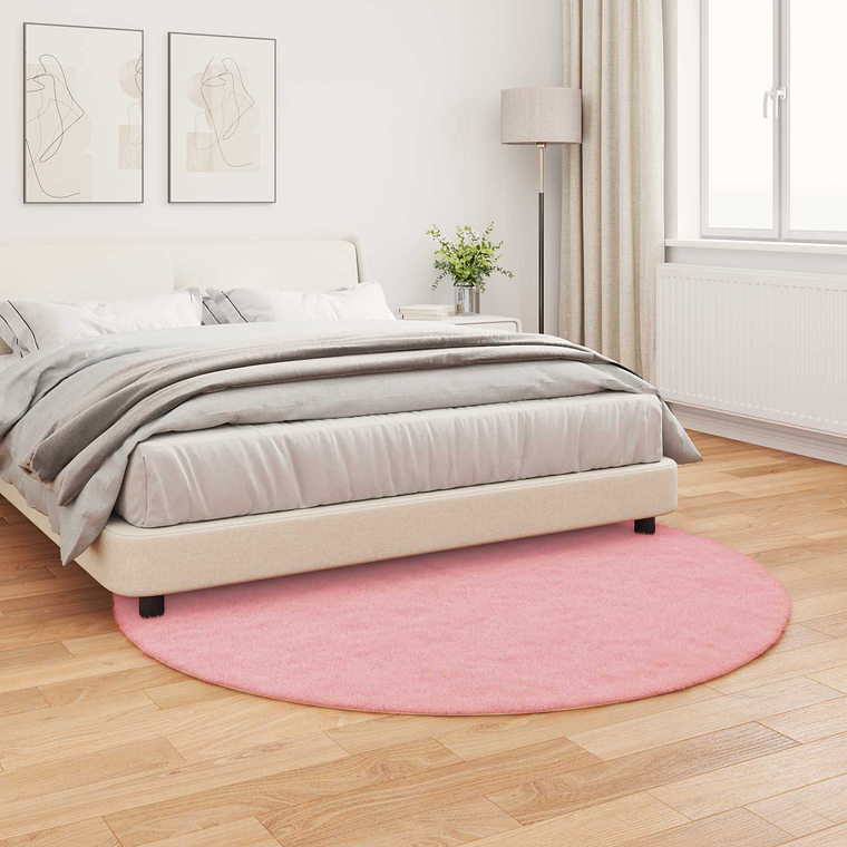 vidaXL Tapete de Pelo Sintético de Coelho Olite Rosa Ø 160 cm 1