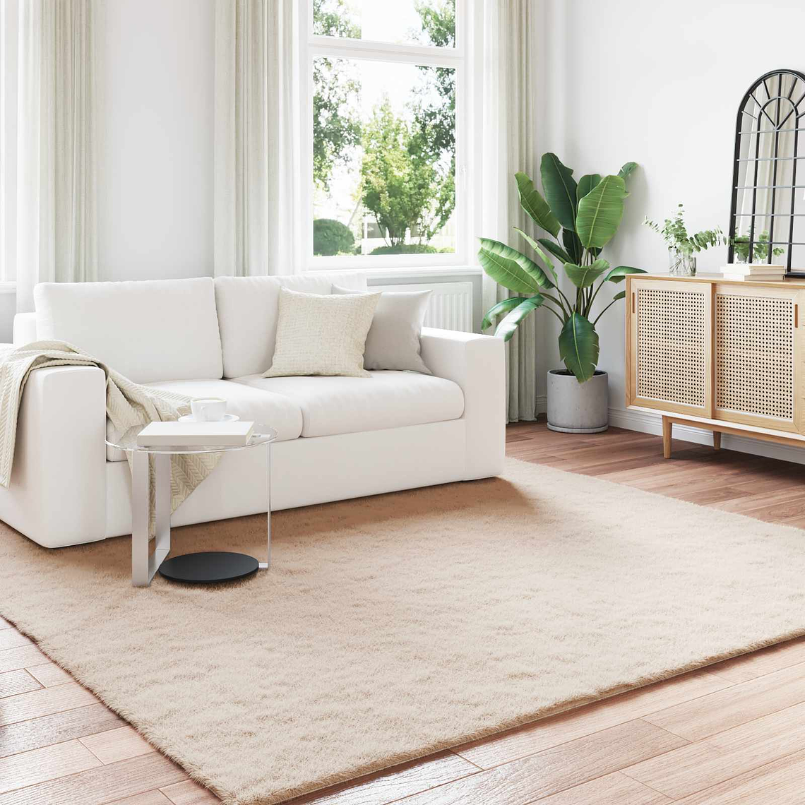 vidaXL Tapete de Pelo Sintético de Coelho Olite Cinzento-acastanhado 1