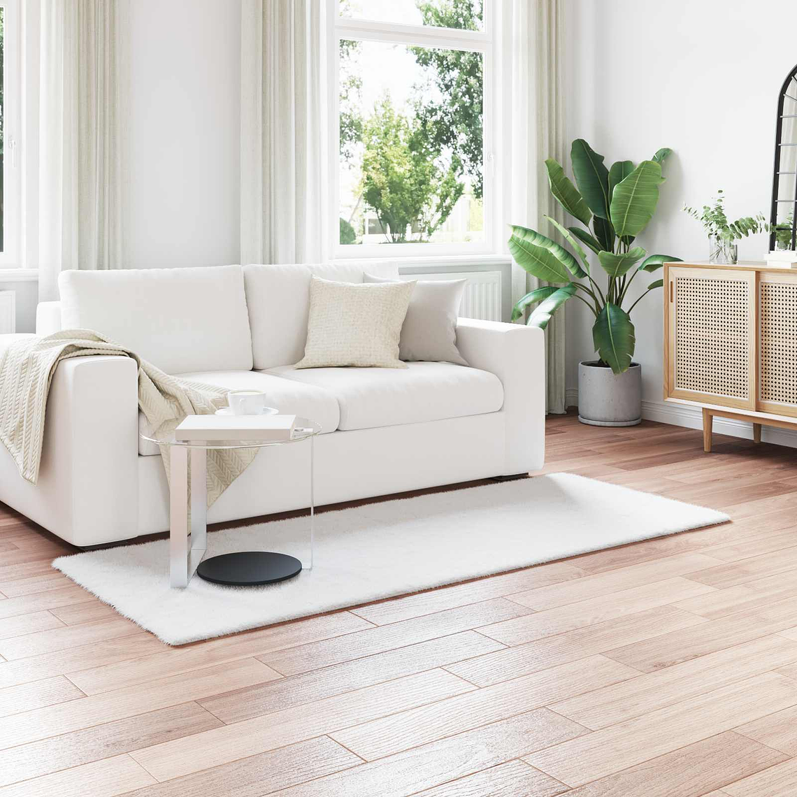 vidaXL Tapete de Pelo Sintético de Coelho Olite Branco 80 x 200 cm 1