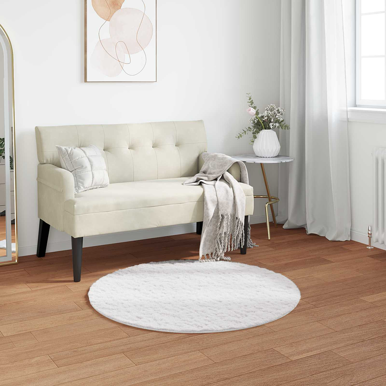 vidaXL Tapete de Pelo Sintético de Coelho Olite Branco Ø 80 cm 1