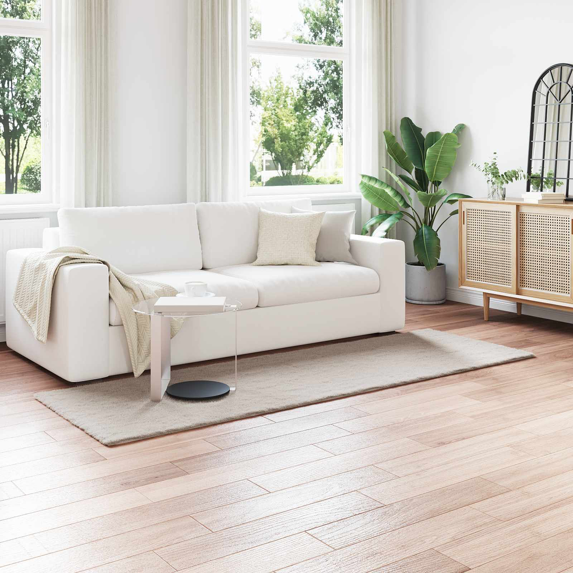 vidaXL Tapete de Pelo Sintético de Coelho Olite Bege 80 x 250 cm 1