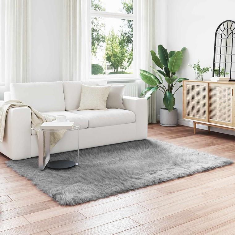 vidaXL Tapete Sintético de Pele de Ovelha Tafalla Cinzeto 120 x 170 cm 1