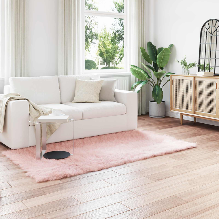 vidaXL Tapete Sintético de Pele de Ovelha Tafalla Rosa 100 x 200 cm 1