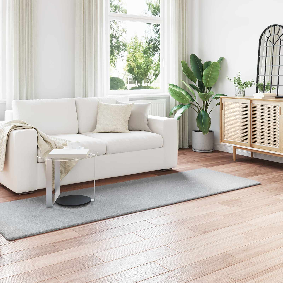 vidaXL Tapete de Pelo Sintético de Coelho Olite Cinzeto 80 x 250 cm 1