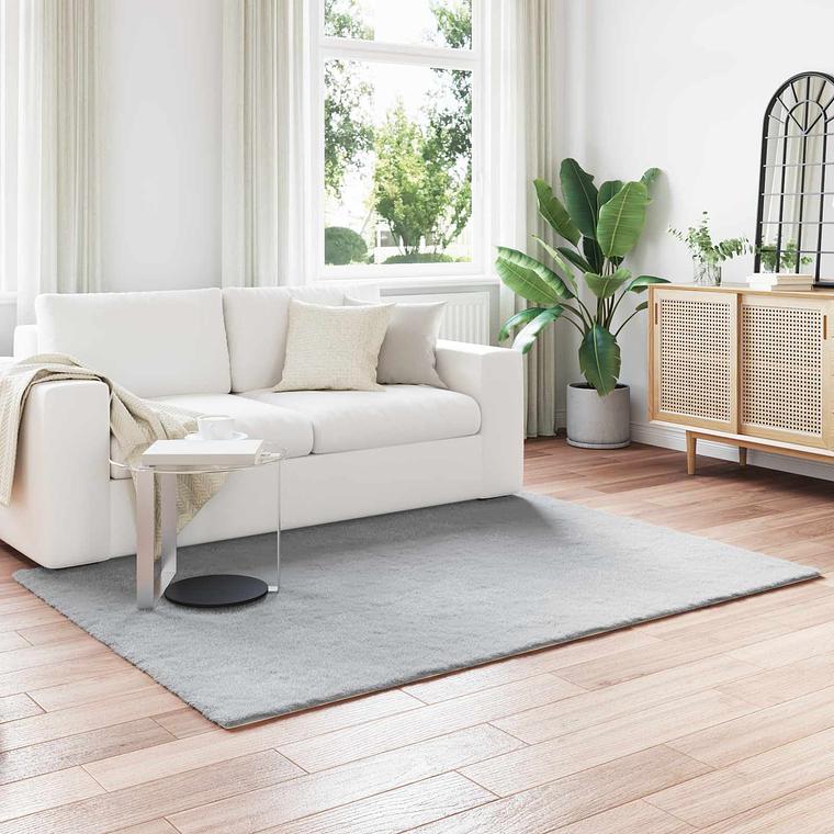 vidaXL Tapete de Pelo Sintético de Coelho Olite Cinzeto 160 x 230 cm 1