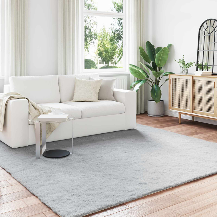 vidaXL Tapete de Pelo Sintético de Coelho Olite Cinzeto 240 x 240 cm 1