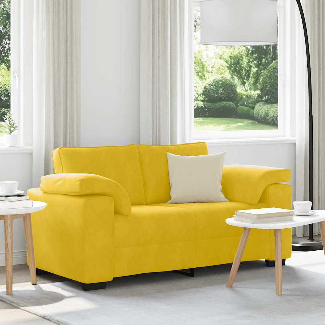 vidaXL Sofá-luvas 160x77x82 cm veludo amarelo 1