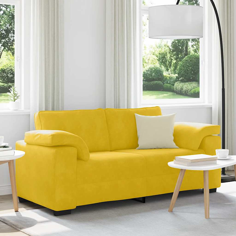 vidaXL Sofá-luvas 180x77x82 cm veludo amarelo 1