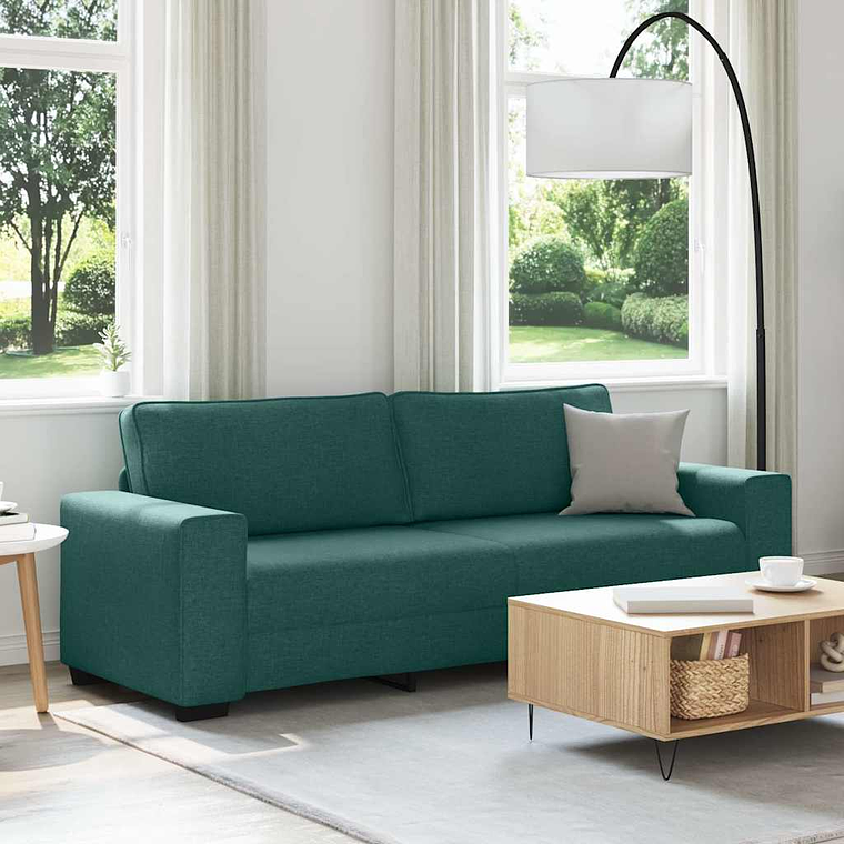 vidaXL Sofá de 3 lugares 220x77x82 cm tecido verde-escuro 1