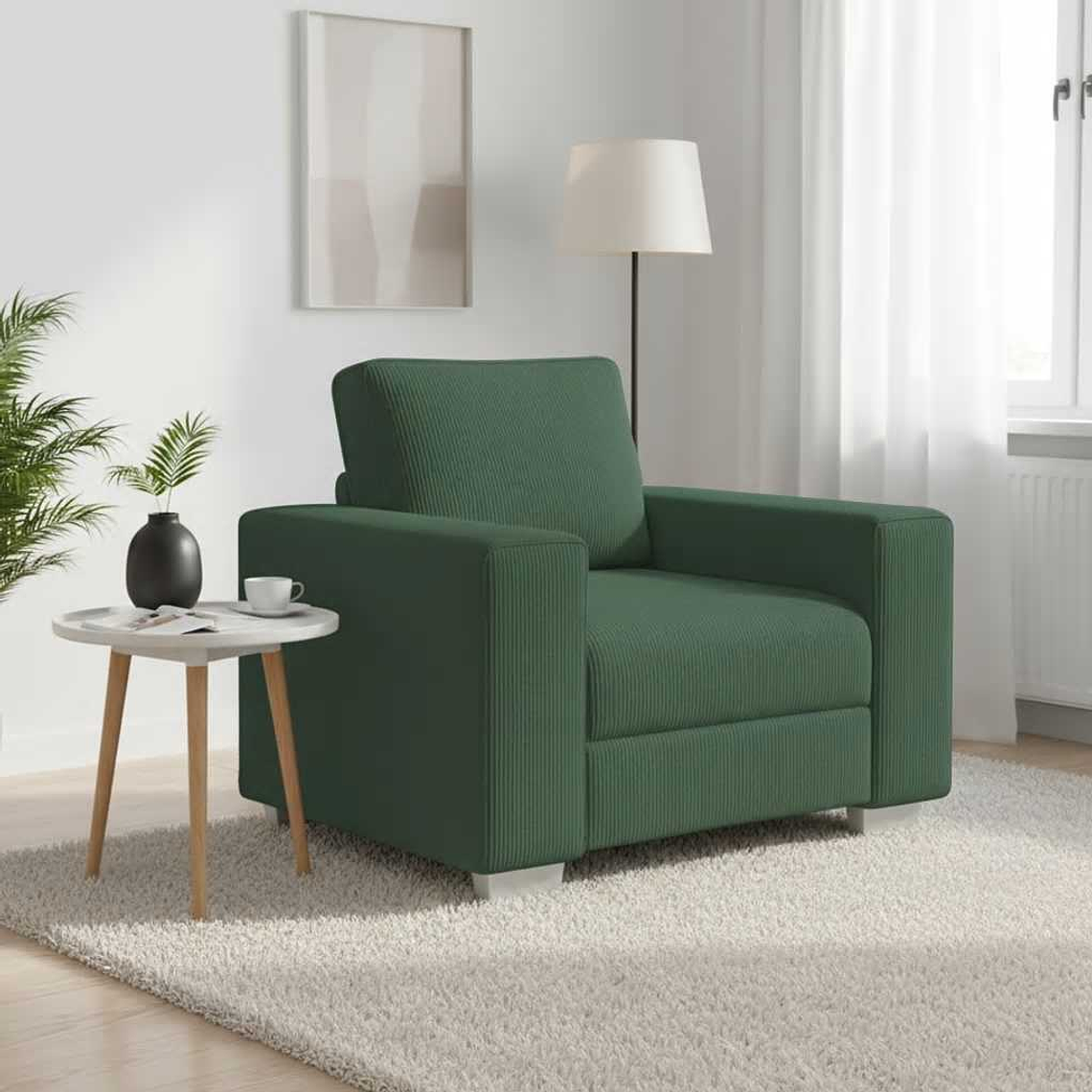 vidaXL Poltrona 100x77x82 cm tecido corduroy verde escuro 1
