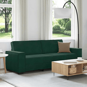 vidaXL Sofá de 3 lugares 220x78x84 cm veludo verde-escuro