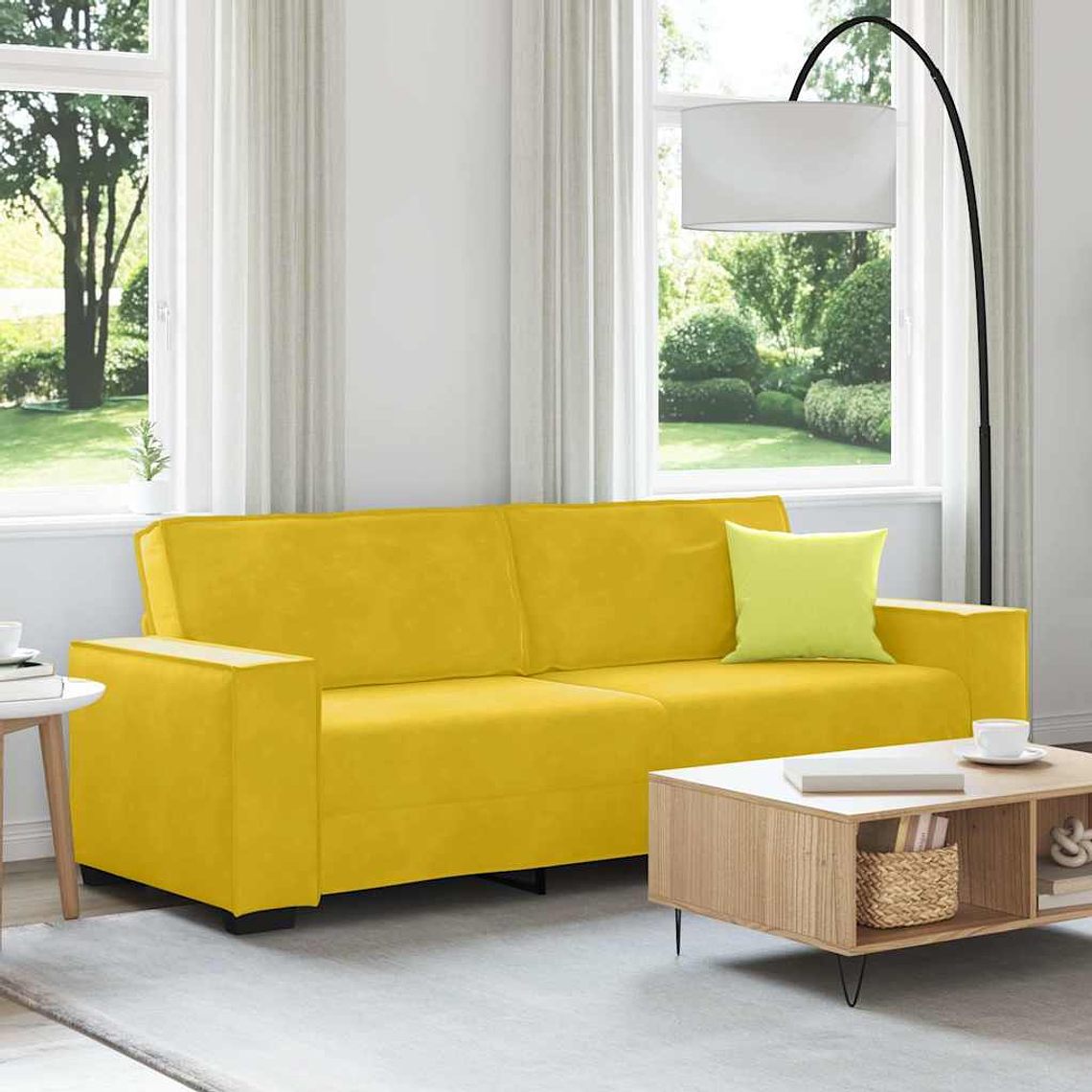 vidaXL Sofá de 3 lugares 220x78x84 cm veludo amarelo 1