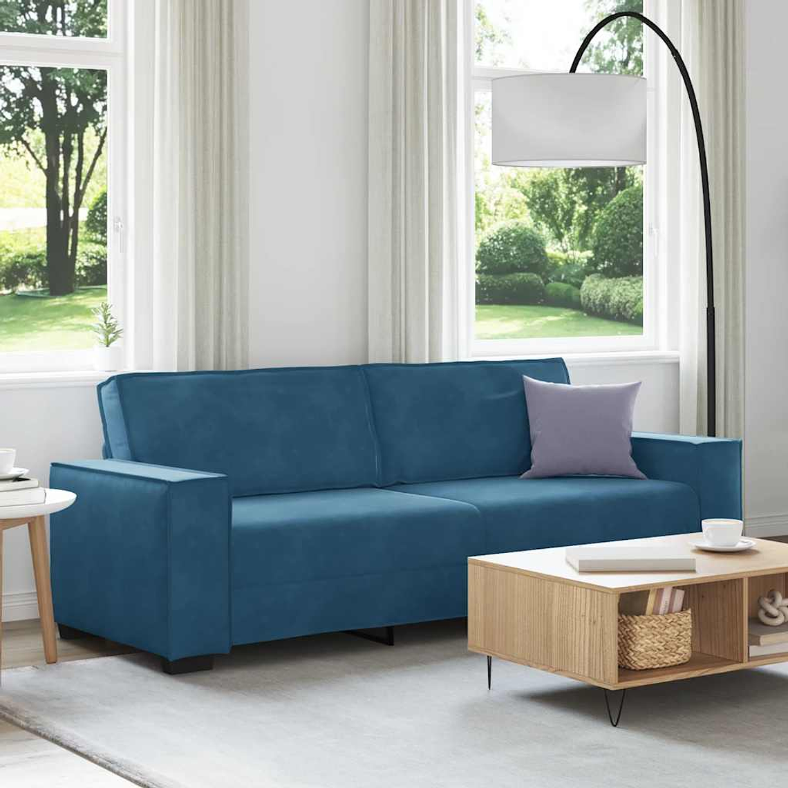 vidaXL Sofá de 3 lugares 220x78x84 cm veludo azul 1