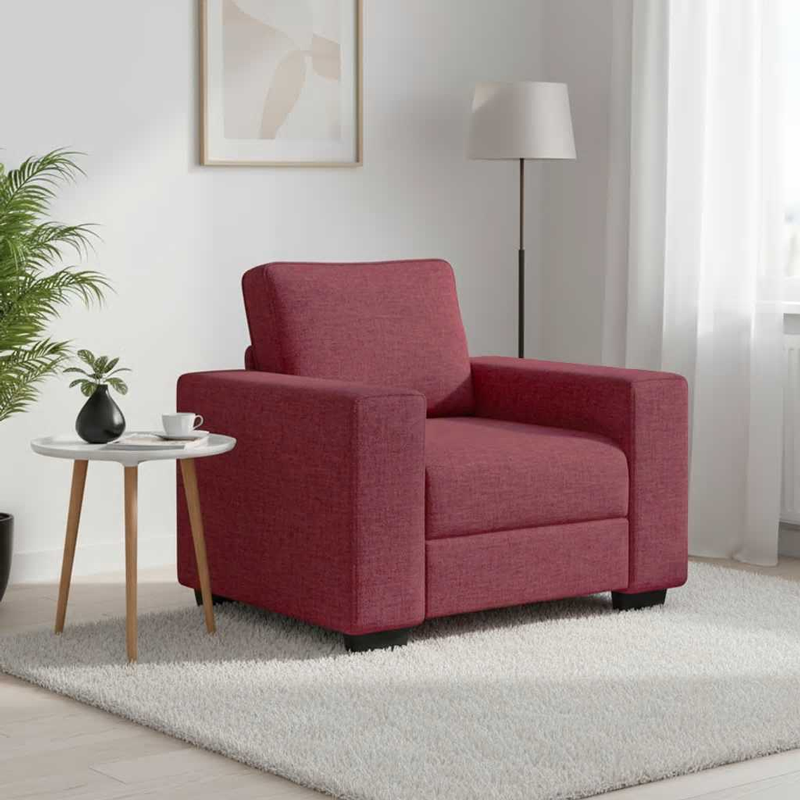 vidaXL Poltrona 100x77x82 cm tecido vermelho tinto 1