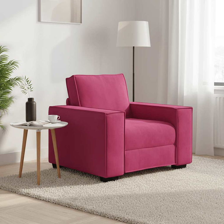 vidaXL Poltrona 100x78x84 cm veludo vermelho-tinto 1