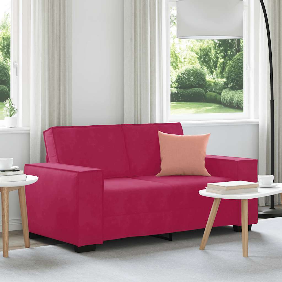 vidaXL Sofá de 2 lugares veludo 160x78x84 cm vermelho tinto 1