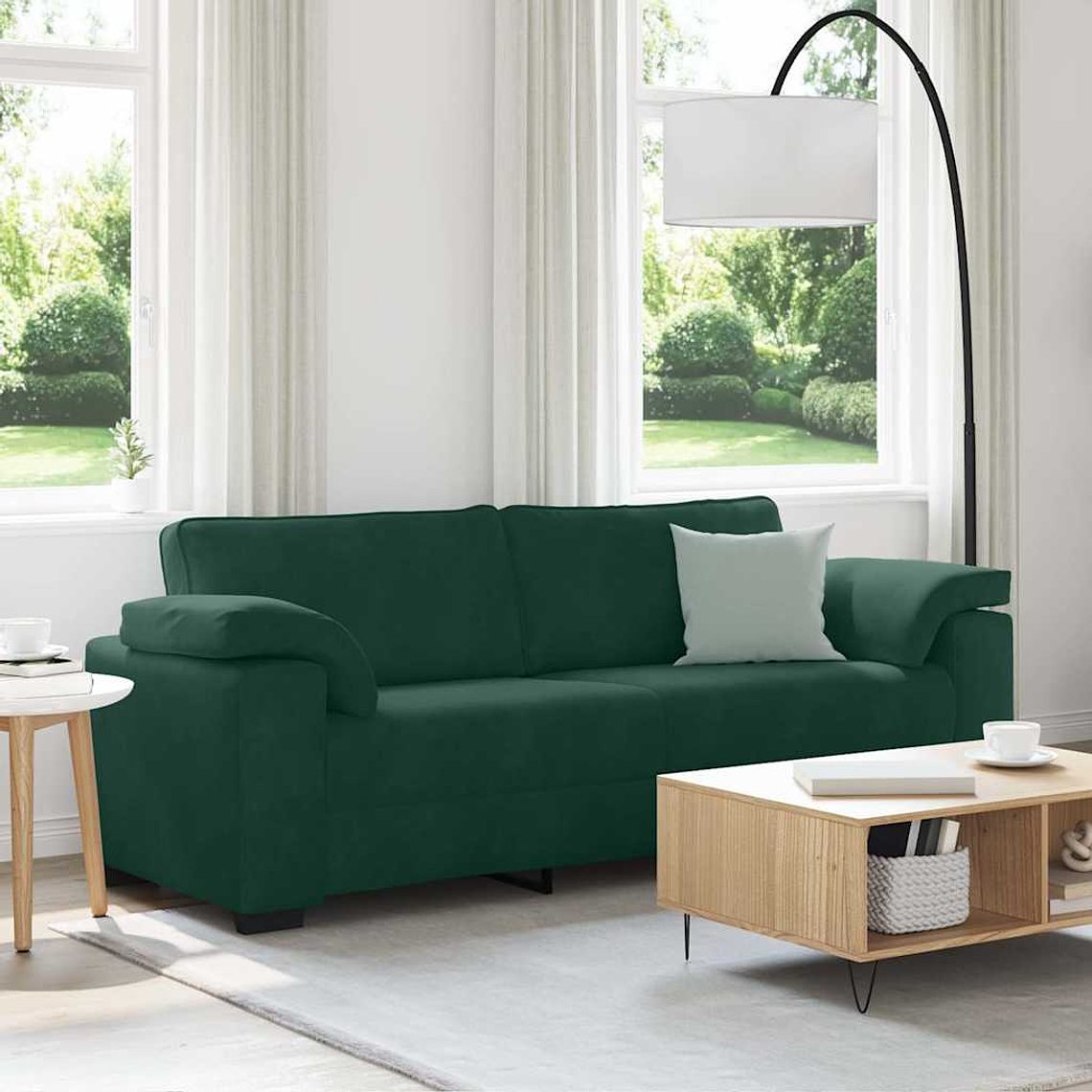 vidaXL Sofá de 3 lugares 220x77x82 cm veludo verde-escuro 1