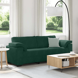 vidaXL Sofá de 3 lugares 220x77x82 cm veludo verde-escuro