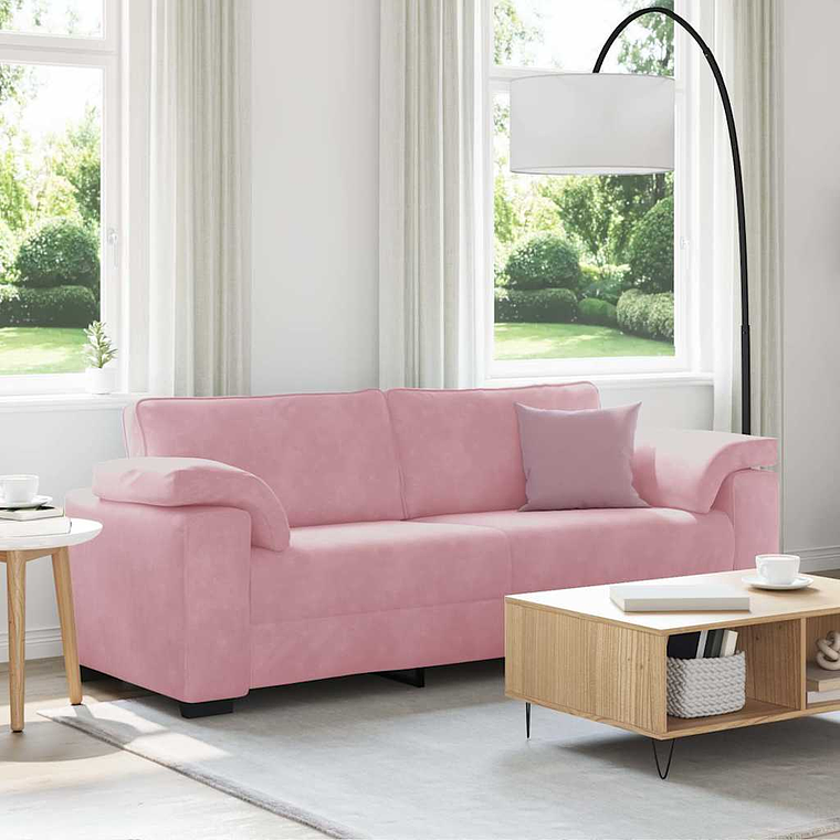 vidaXL Sofá de 3 lugares 220x77x82 cm veludo rosa 1