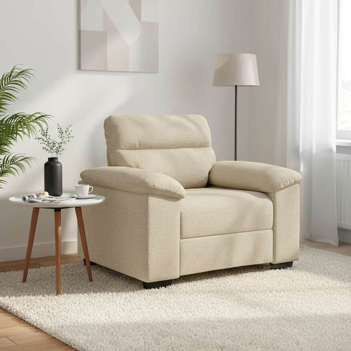 vidaXL Poltrona 100x81x84 cm tecido cor creme 1