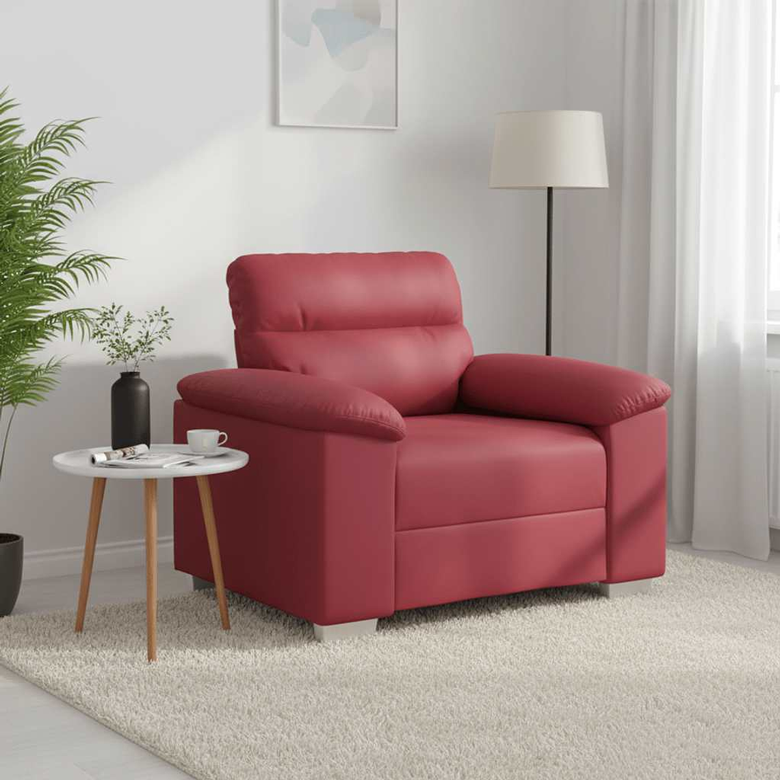 vidaXL Poltrona 100x81x84 cm couro artificial vermelho tinto 1