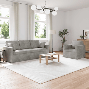 vidaXL Sofá 2 pcs Cinzento-claro