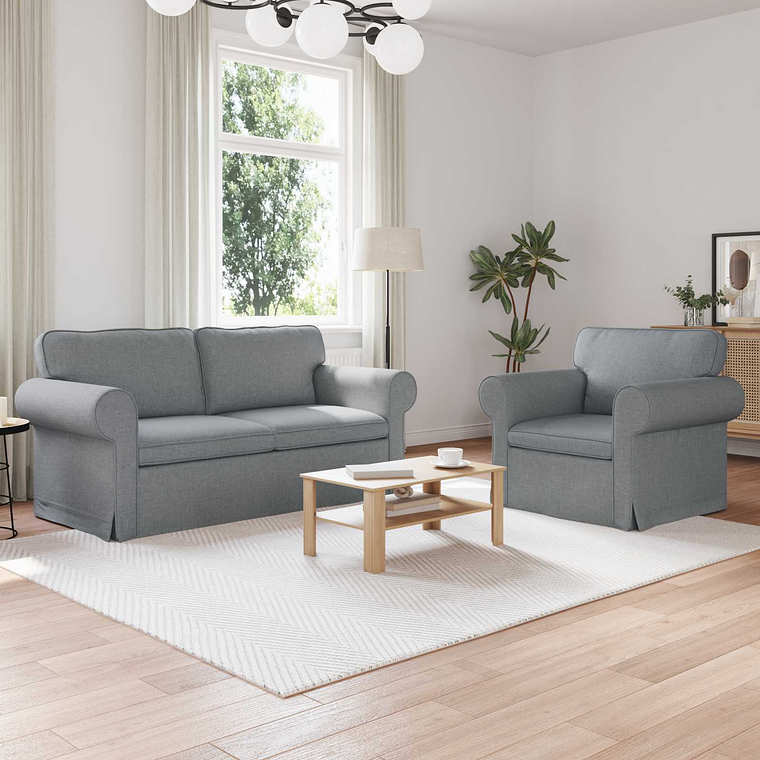 vidaXL Sofá 2 pcs Cinzento-claro 1