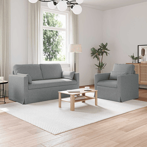 vidaXL Sofá 2 pcs Cinzento-claro