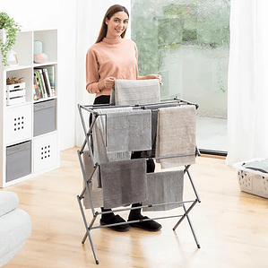 Estendal Metálico Rebatível e Extensível com 3 Alturas Cloxy InnovaGoods 11 Barras