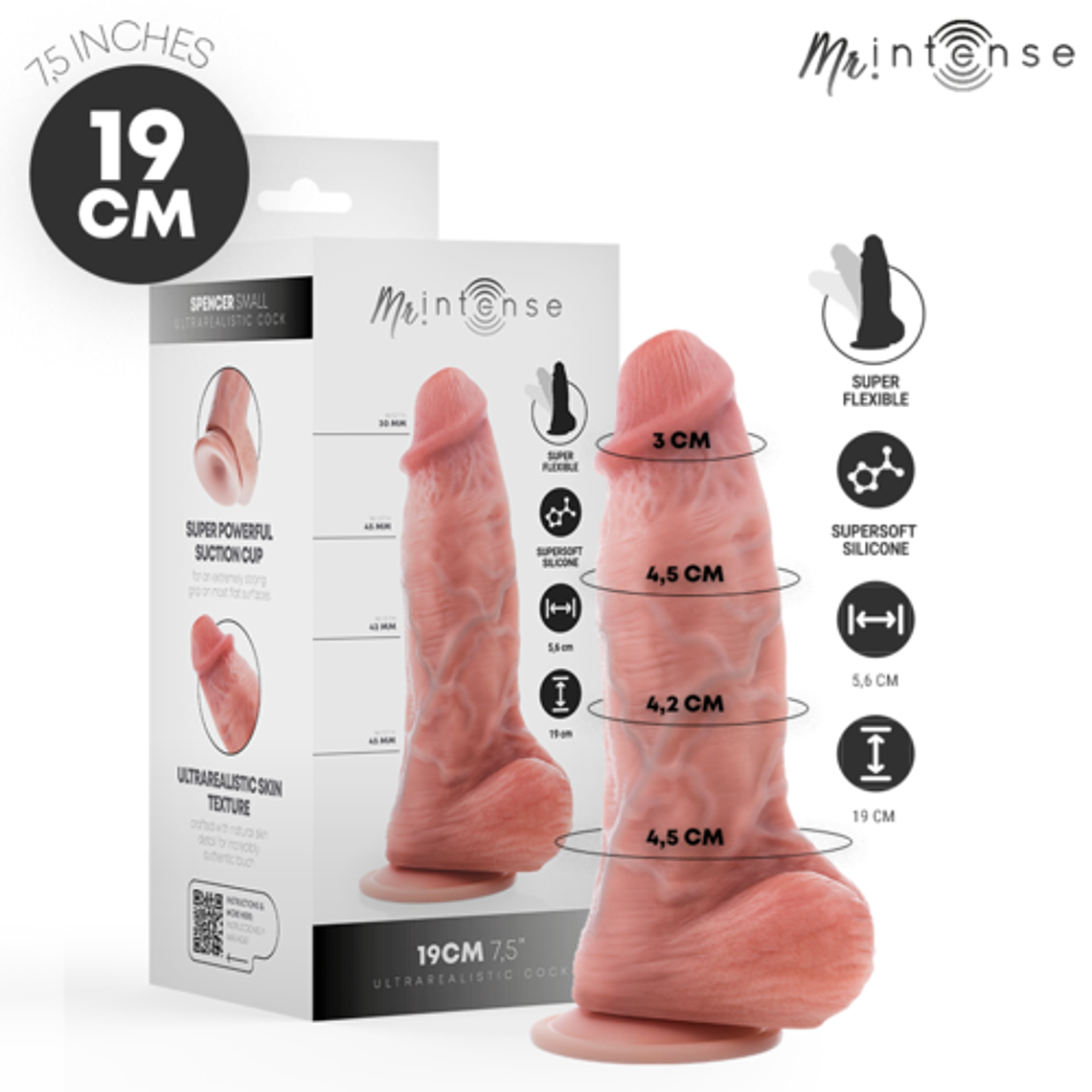 Dildo Extragrande MR INTENSE Spencer | 28 cm Silicone com Ventosa 11