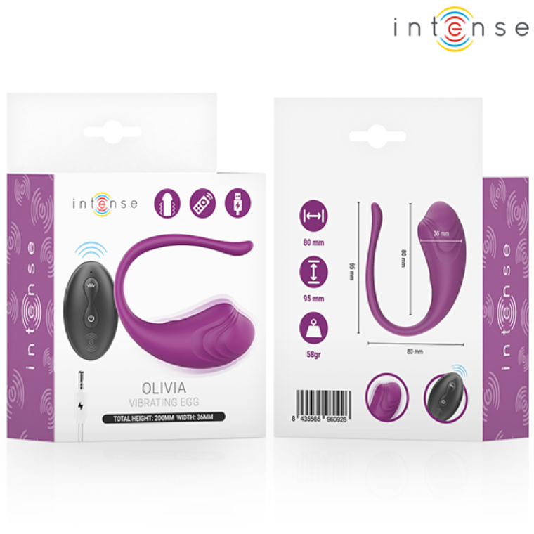 Ovo Vibratório com Controle Remoto INTENSE Olivia | Roxo 20 cm 7