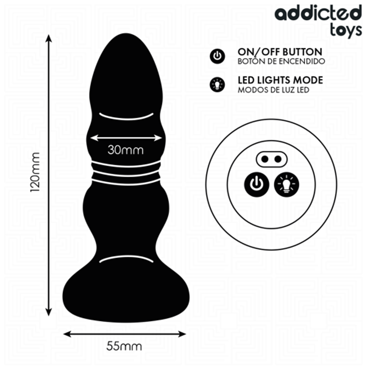 Plug Anal Vibratório ADDICTED TOYS | Giratório com LED e Controle Remoto 6