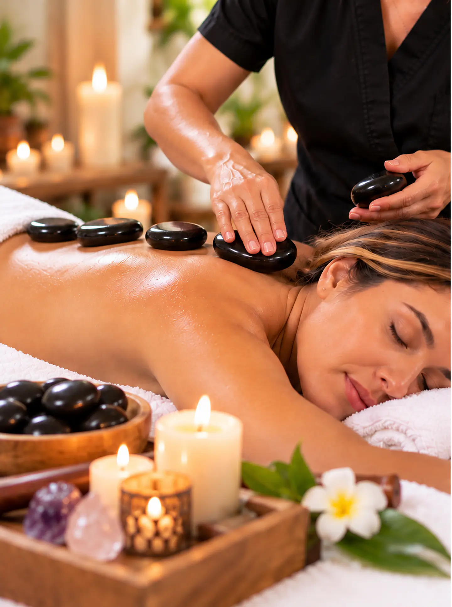Masaje Holístico de Relajación con Piedras Calientes y Gemoterapia 1