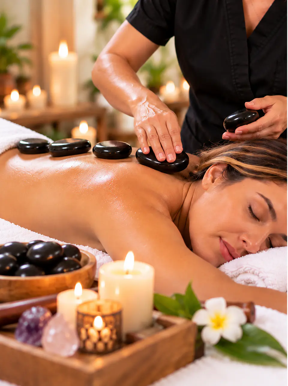 Masaje Holístico de Relajación con Piedras Calientes y Gemoterapia 1
