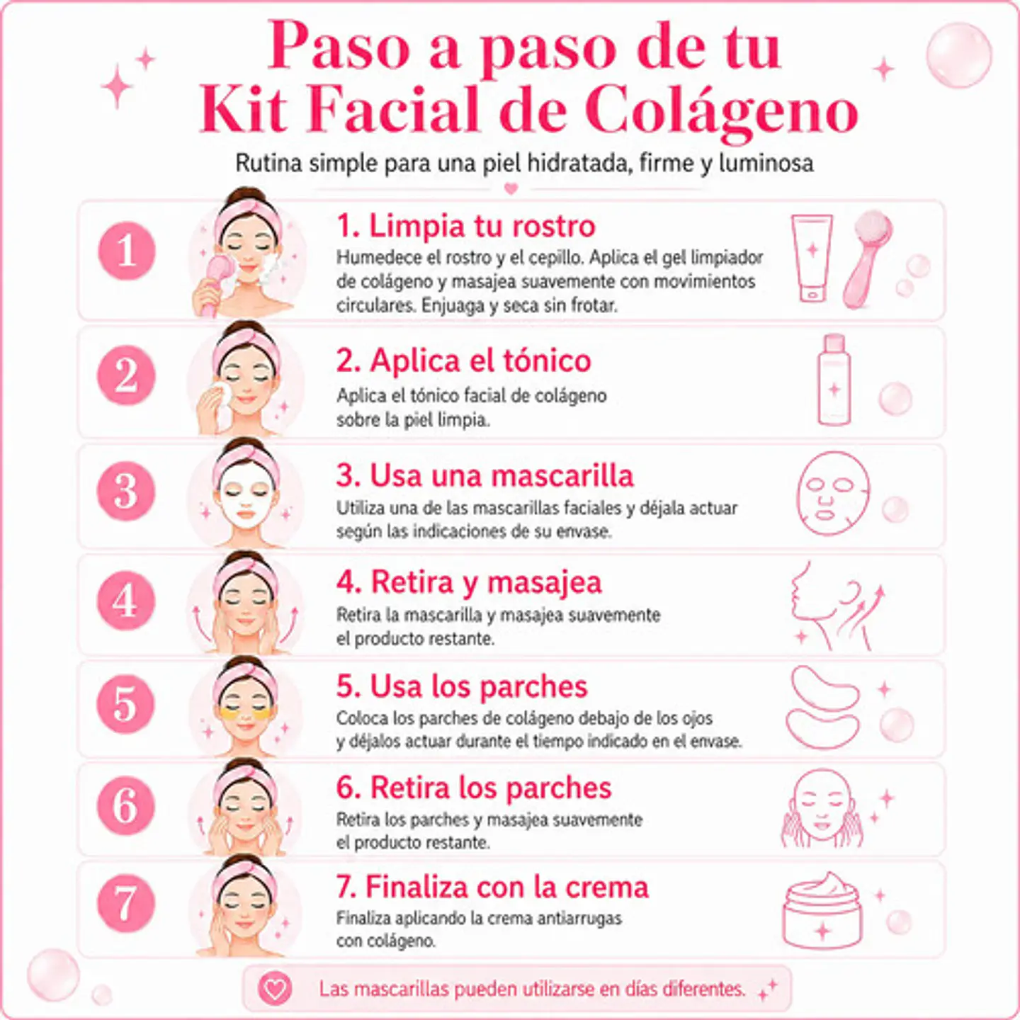 Kit Skincare Coreano Colágeno 8 Productos + Regalo Spa 7