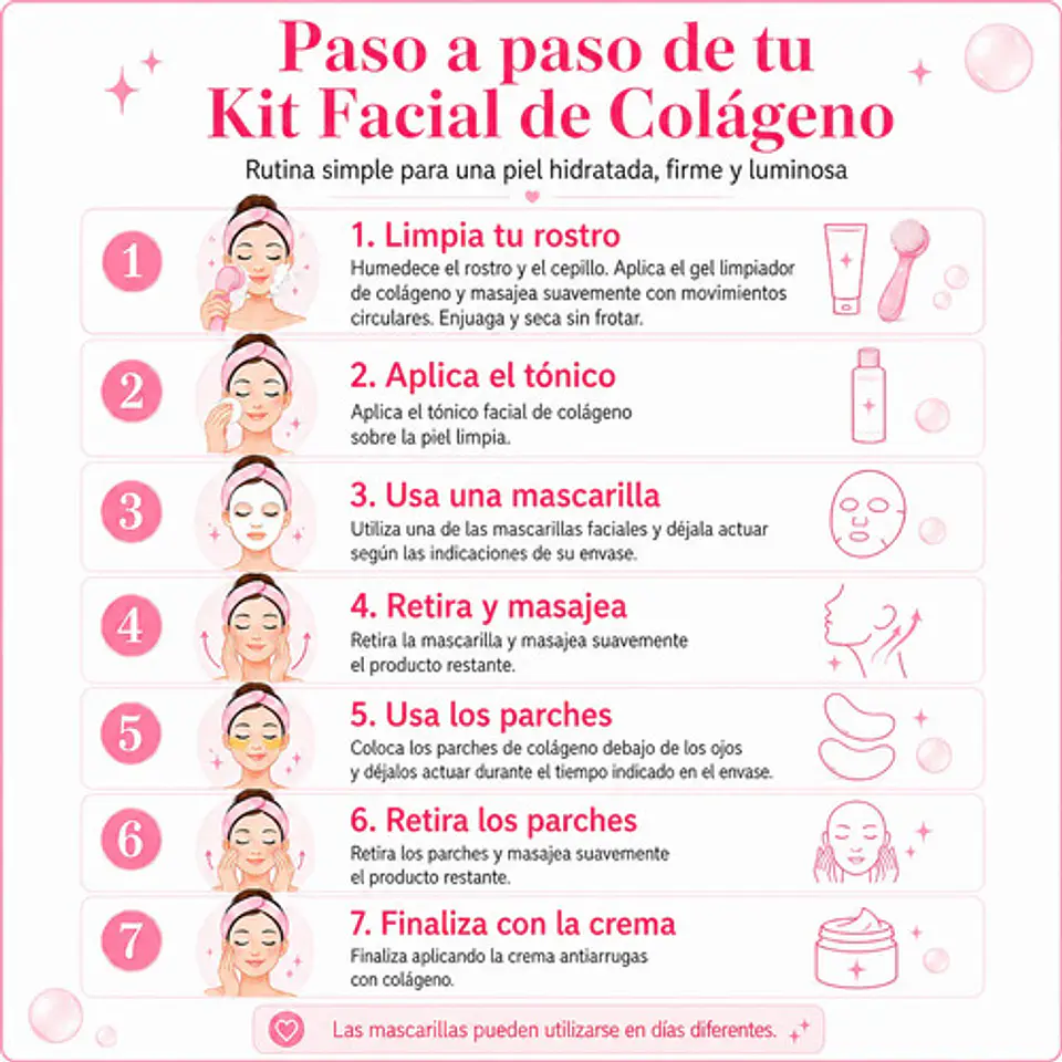 Kit Skincare Coreano Colágeno 8 Productos + Regalo Spa 7