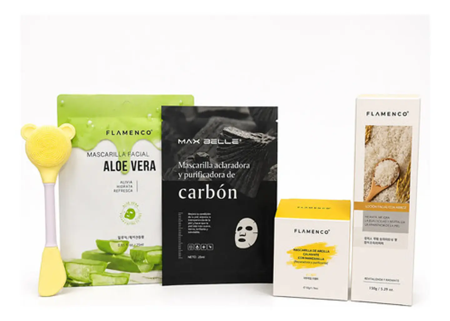 Kit Facial Aloe Vera & Arroz Con Mascarillas + Cepillo 1