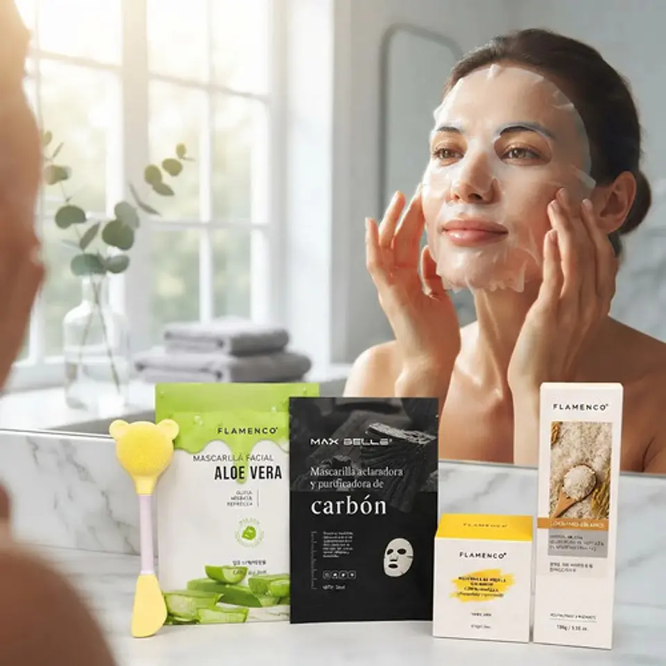 Kit Facial Aloe Vera & Arroz Con Mascarillas + Cepillo 2
