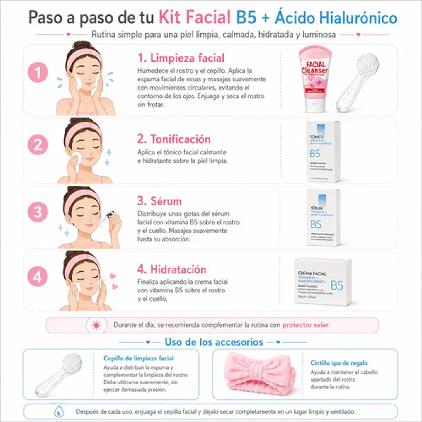 Kit Facial B5 Hidratación Profunda + Cintillo Regalo 7