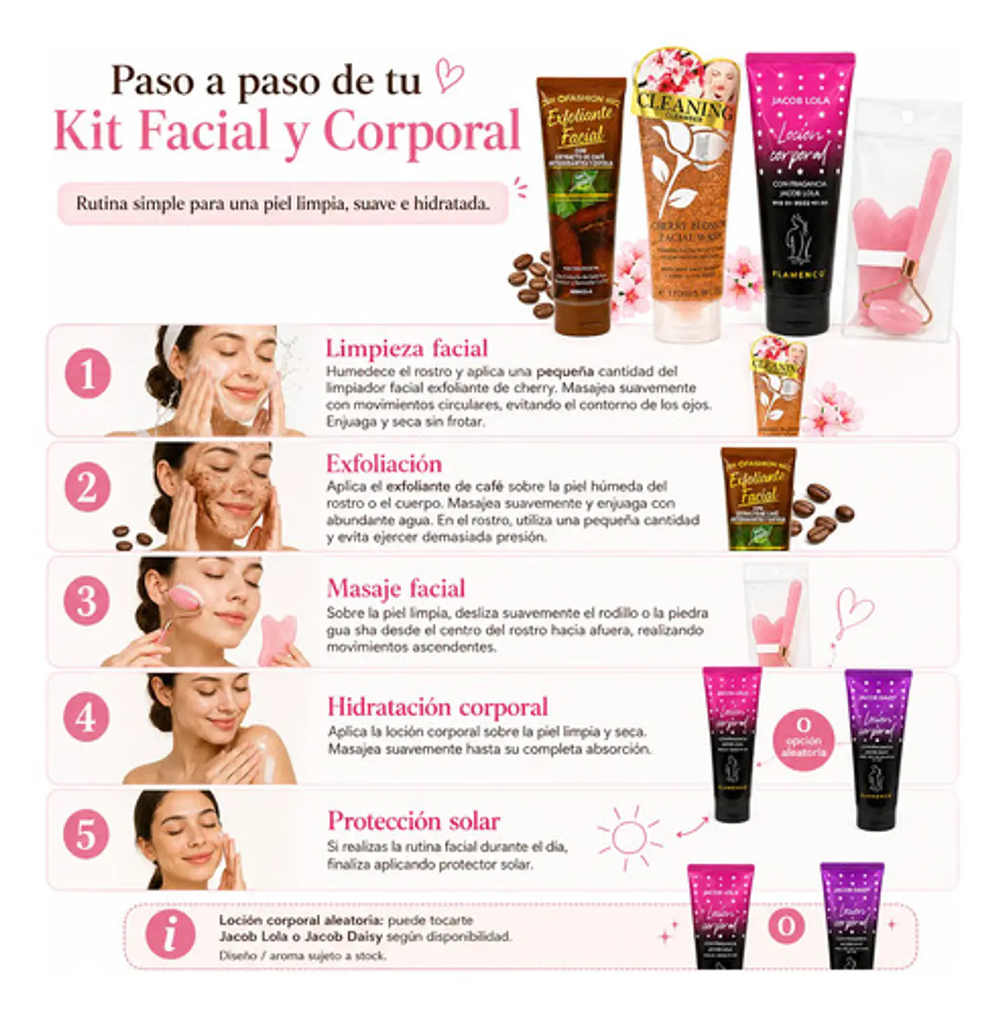 Kit Limpieza Facial Cuarzo Rosa Y Loción Corporal 5