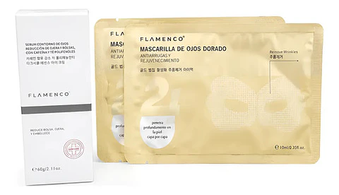 Kit Contorno Ojos Cafeína Mascarillas Doradas