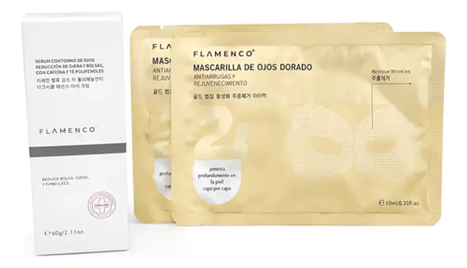 Kit Contorno Ojos Cafeína Mascarillas Doradas 1