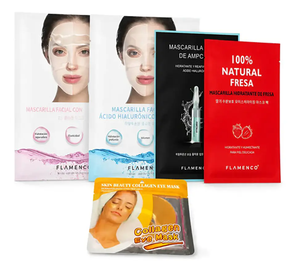 Kit 4 Mascarillas Faciales + Parches Colágeno Ojos 1